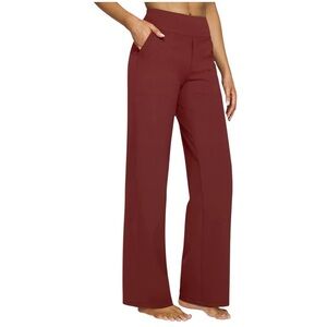 G2Free Women's Burgundy Wide-Leg Athleisure Stretch Dress Pants NWT Size L 12-14